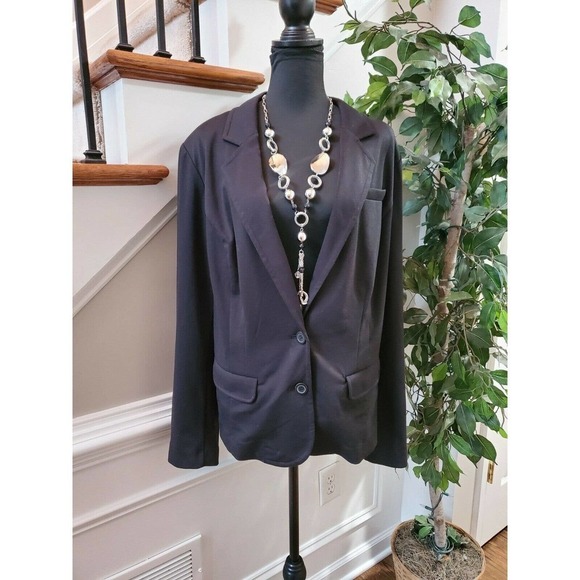 Lane Bryant Women's Blue Polyester & Rayon LongSleeve Button Blazer Coat - Picture 12 of 12